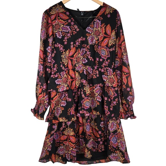 Vero Moda VMKara Long Sleeve V-Neck Short Dress WVN Pops L NWT - Picture 1 of 6